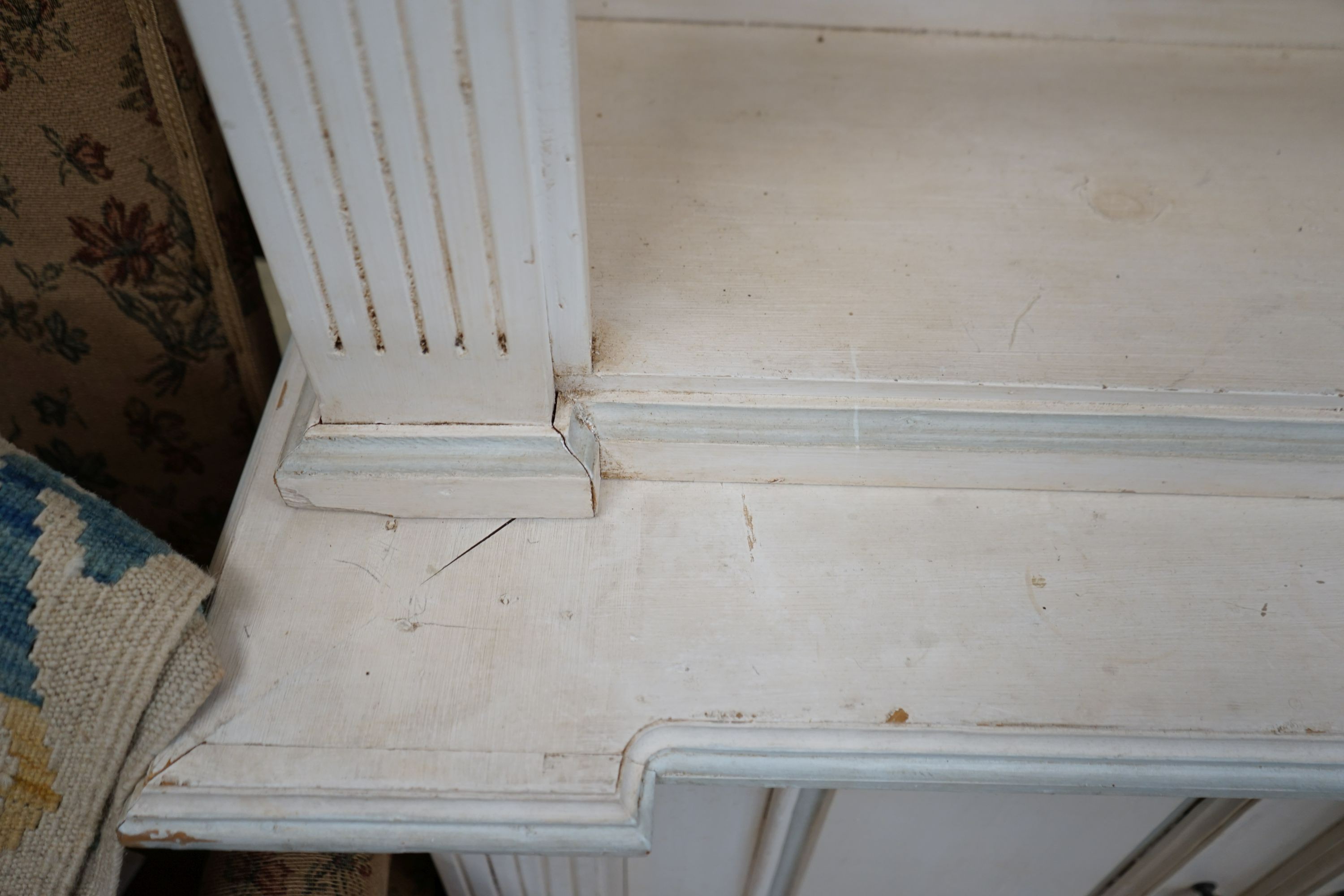 A modern George III style painted library bookcase, width 220cm depth 53cm height 208cm